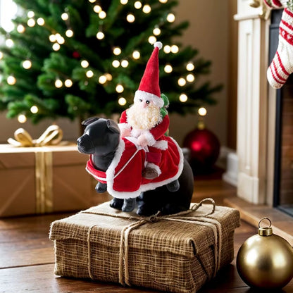Dog Cat Christmas Costume Santa Claus Riding Pet Cosplay Clothes Christmas Dress up Pet Jacket Coat New Year Suit ﻿