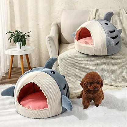 Dog Bed Winter Warm Semi-Enclosed Big Mouth Shark Dog Kennel Cat Pad Pet Supplies Comfortable Cat House Sleep Bag Dropshipping