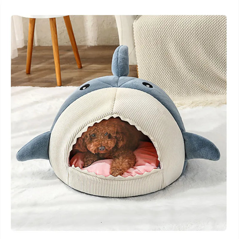 Dog Bed Winter Warm Semi-Enclosed Big Mouth Shark Dog Kennel Cat Pad Pet Supplies Comfortable Cat House Sleep Bag Dropshipping
