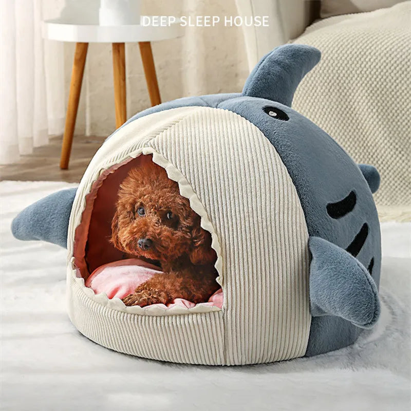 Dog Bed Winter Warm Semi-Enclosed Big Mouth Shark Dog Kennel Cat Pad Pet Supplies Comfortable Cat House Sleep Bag Dropshipping