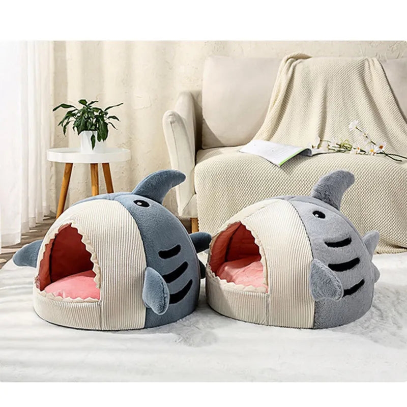 Dog Bed Winter Warm Semi-Enclosed Big Mouth Shark Dog Kennel Cat Pad Pet Supplies Comfortable Cat House Sleep Bag Dropshipping