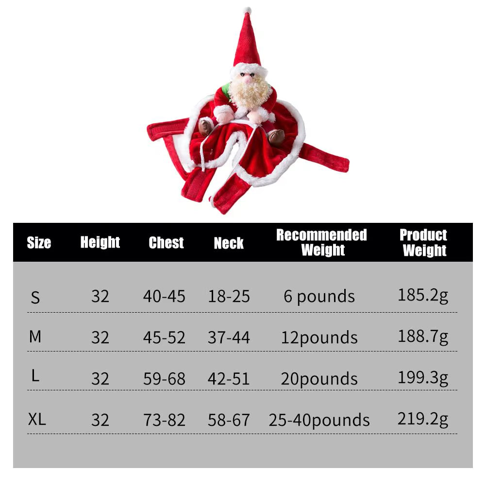 Dog Cat Christmas Costume Santa Claus Riding Pet Cosplay Clothes Christmas Dress up Pet Jacket Coat New Year Suit ﻿
